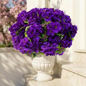 8-Pcs Purple Artificial Realistic Silk Flowers Faux Garden Front Door Home Decor